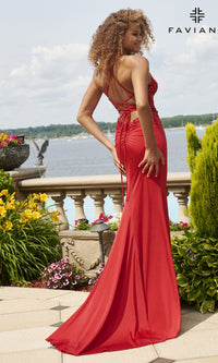 Faviana Tonal-Embroidered Long Prom Dress 11017