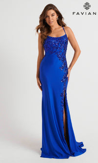 Faviana Tonal-Embroidered Long Prom Dress 11017