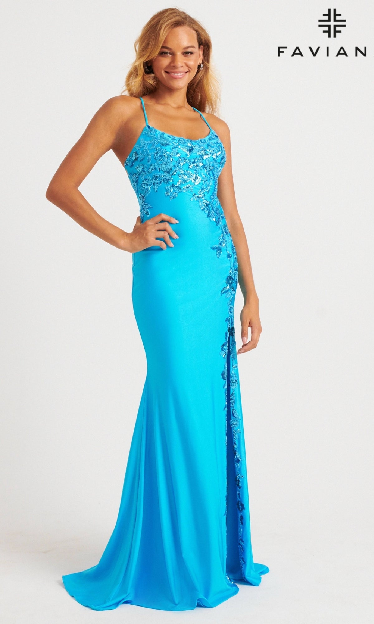 Faviana Tonal-Embroidered Long Prom Dress 11017