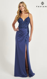 Sequin-Applique Faviana Long Prom Dress 11018