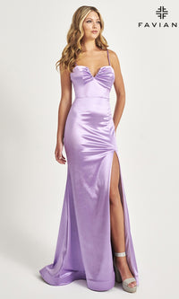 Stretch-Satin Long Faviana Prom Dress 11025