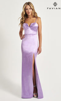 Stretch-Satin Long Faviana Prom Dress 11025