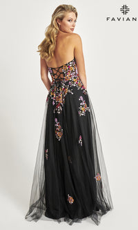 Faviana Long Black Strapless Prom Dress 11028