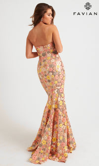 Faviana Long Strapless Floral Prom Dress 11036