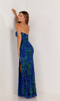 Strapless Sequin-Print Long Prom Dress 1105