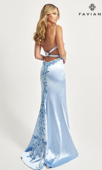 Faviana Floral-Embellished Long Prom Dress 11062