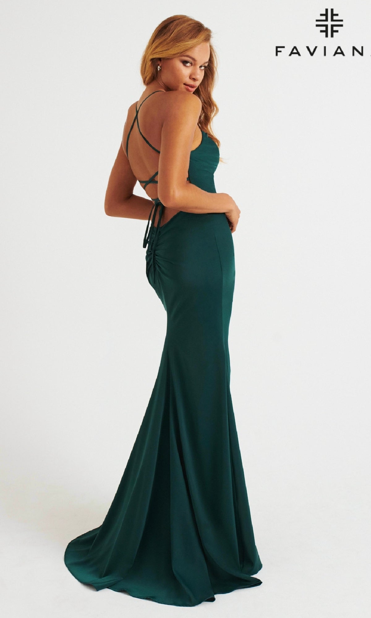 Faviana Lace-Up-Back Long Prom Dress 11064