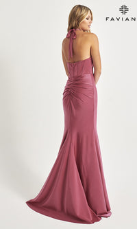 Faviana Corset-Waist Long Halter Prom Dress 11065