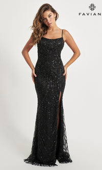 Faviana Long Beaded Prom Dress 11075