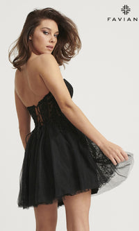 Short Black Lace Homecoming Dress: Faviana 11120