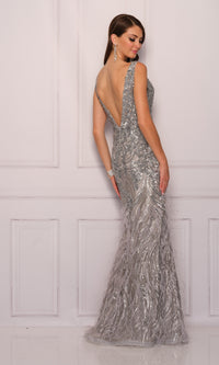 Silver Sequin Prom Dress: Dave & Johnny 11130