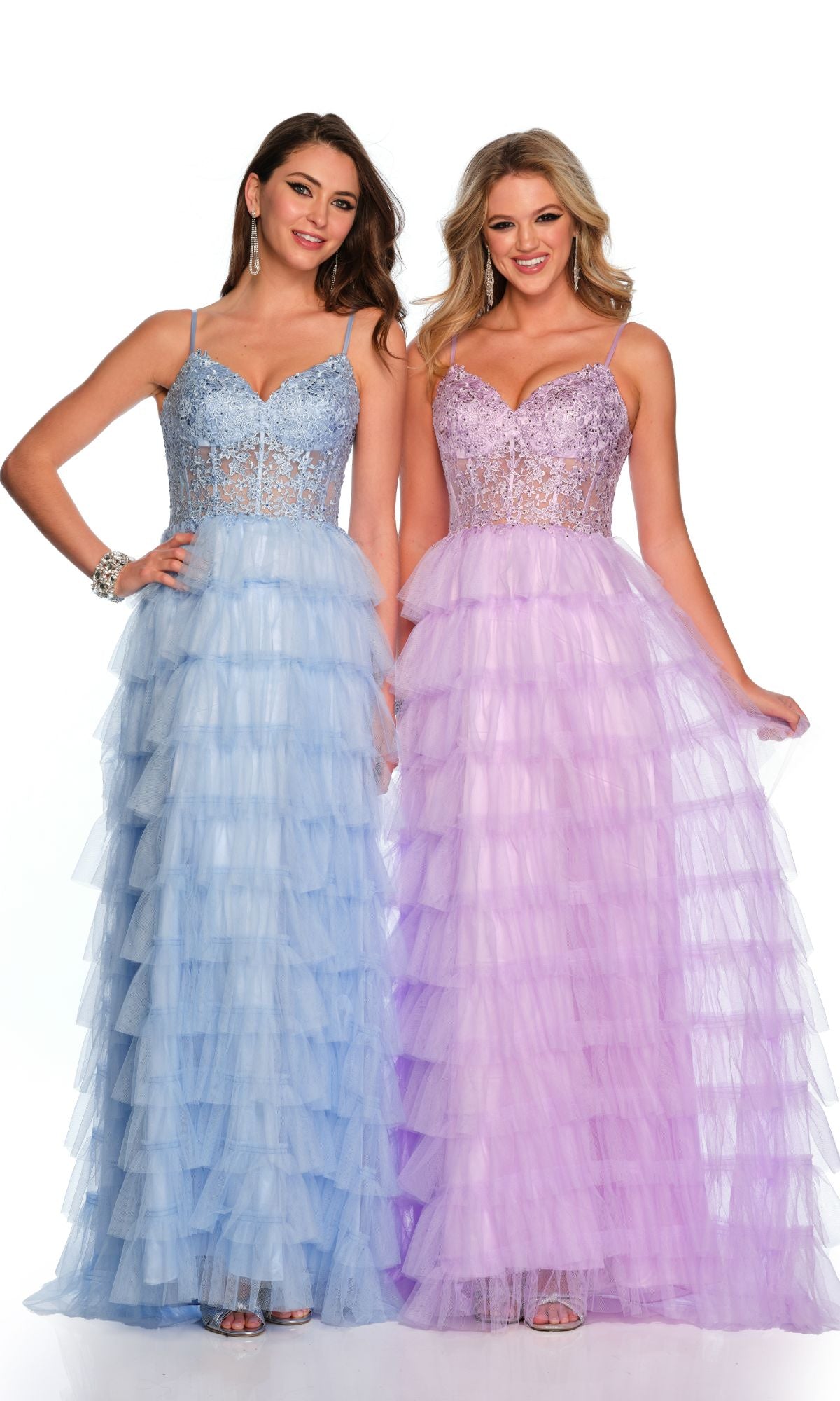 Dave and Johnny Long Tiered Prom Dress 11148