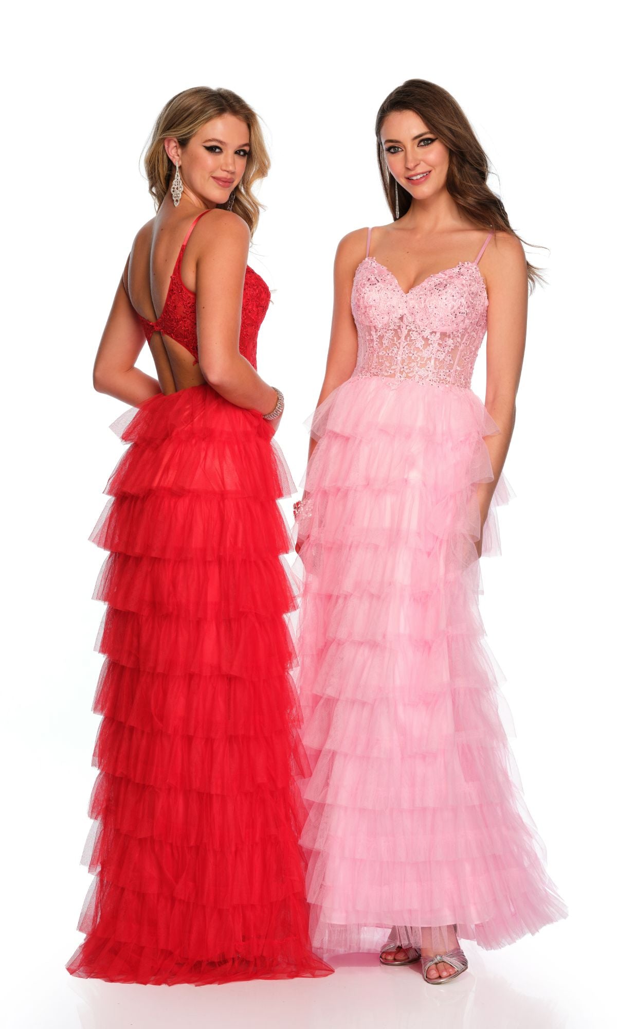 Dave and Johnny Long Tiered Prom Dress 11148