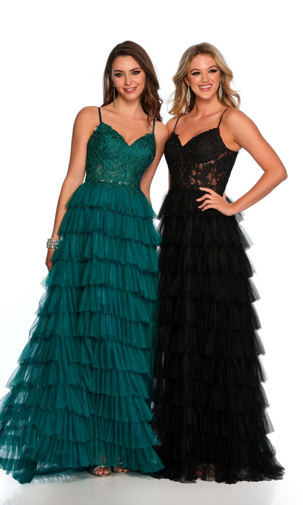 Dave and Johnny Long Tiered Prom Dress 11148