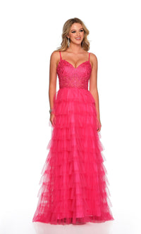 Dave and Johnny Long Tiered Prom Dress 11148