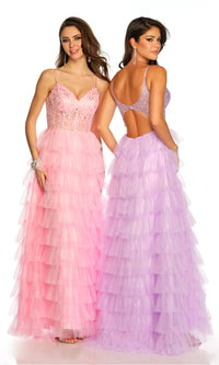 Dave and Johnny Long Tiered Prom Dress 11148