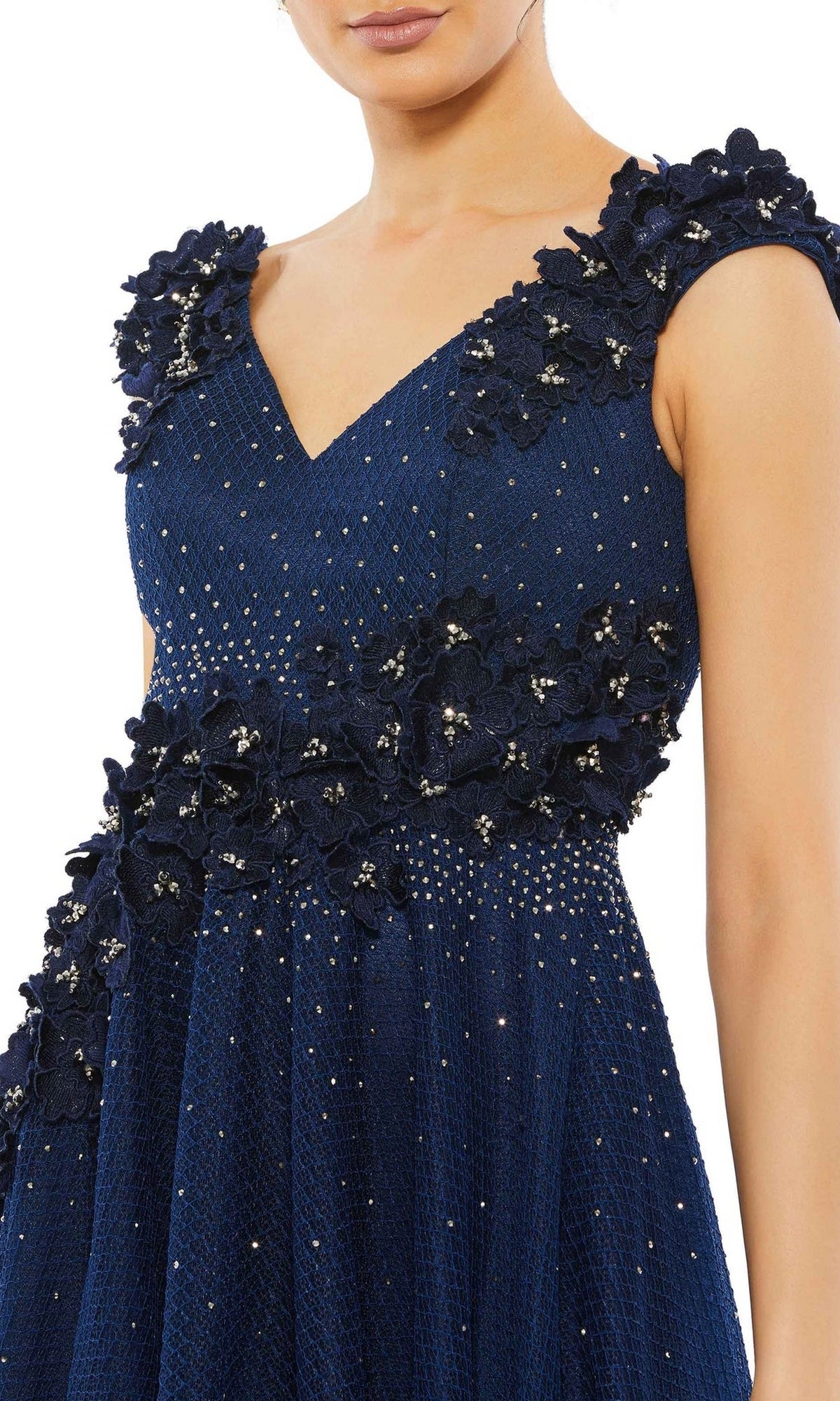 Mac Duggal V-Neck Midnight Blue Formal Dress 11152