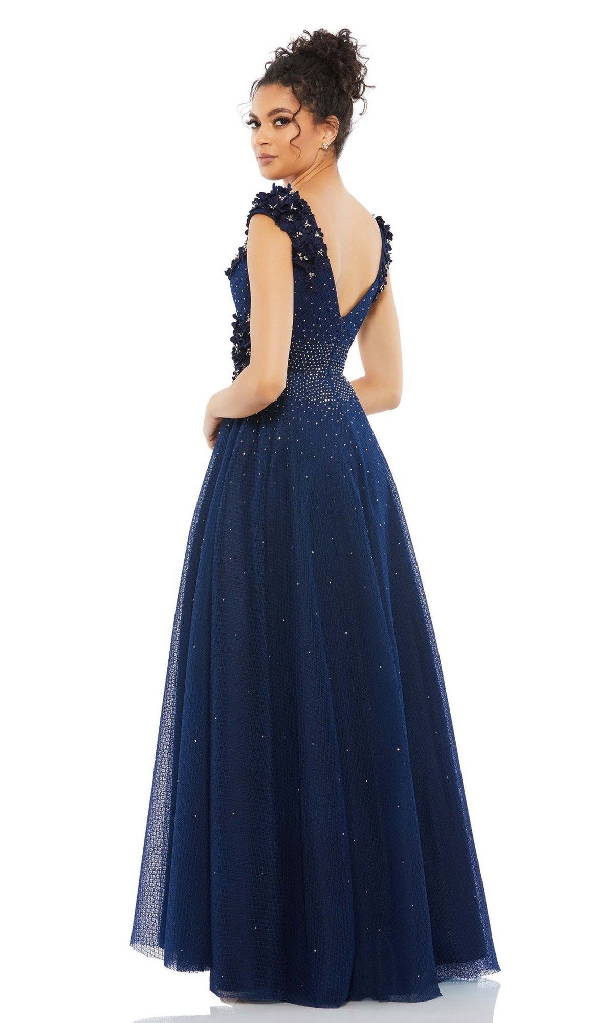 Mac Duggal V-Neck Midnight Blue Formal Dress 11152