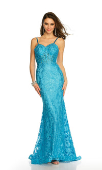 Dave and Johnny Long Turquoise Prom Dress 11161