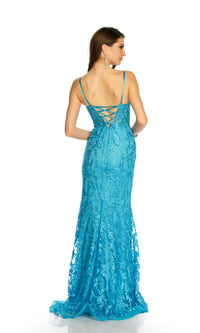 Dave and Johnny Long Turquoise Prom Dress 11161