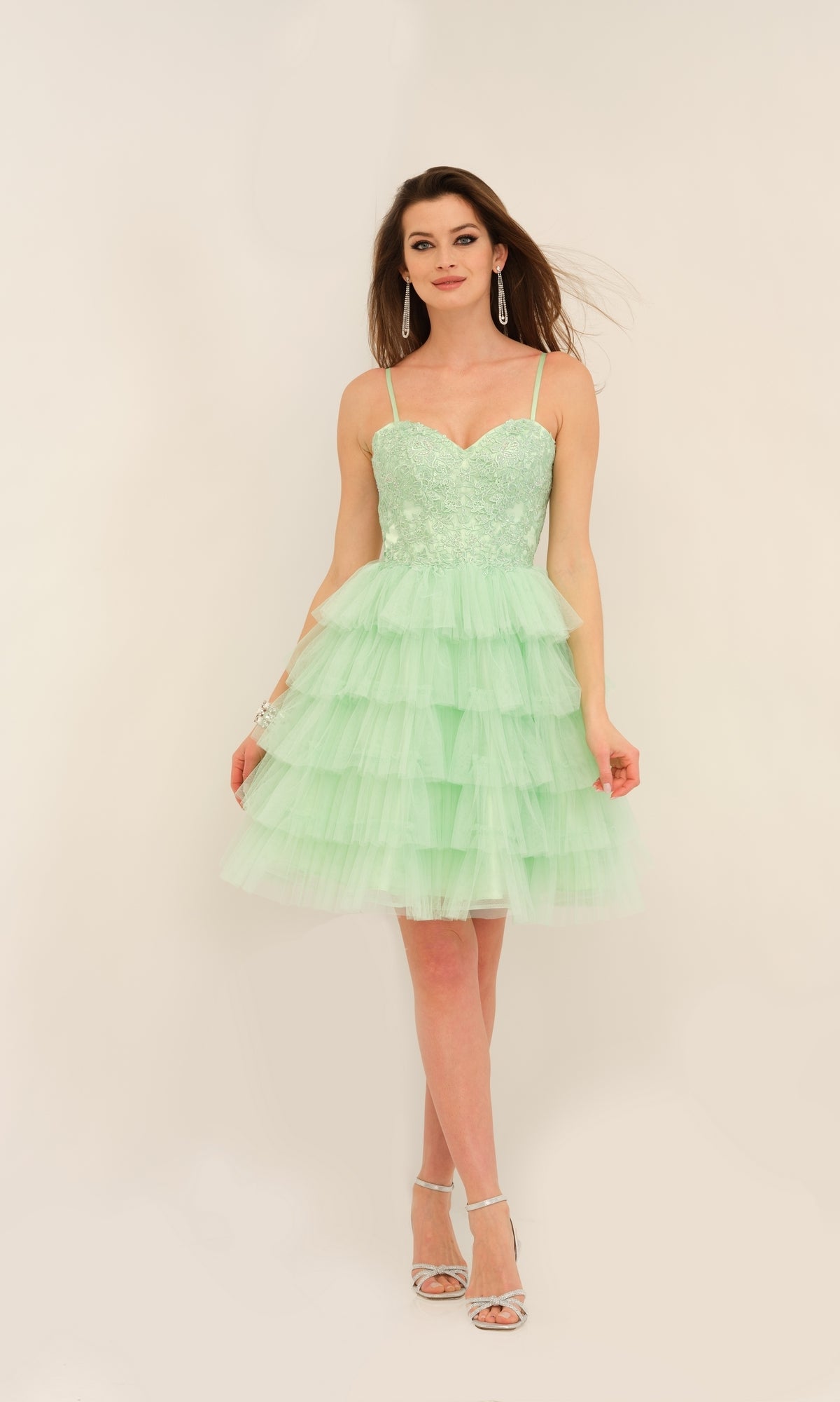 Dave and Johnny Short Ruffled Hoco Dress 11182