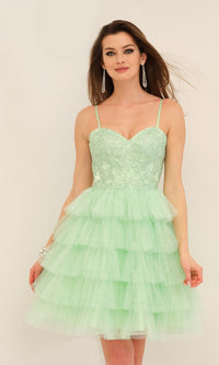 Dave and Johnny Short Ruffled Hoco Dress 11182