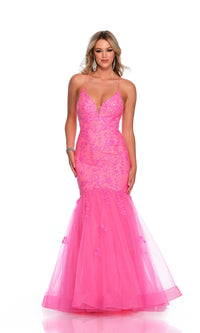 Dave and Johnny Hot Pink Long Prom Dress 11197