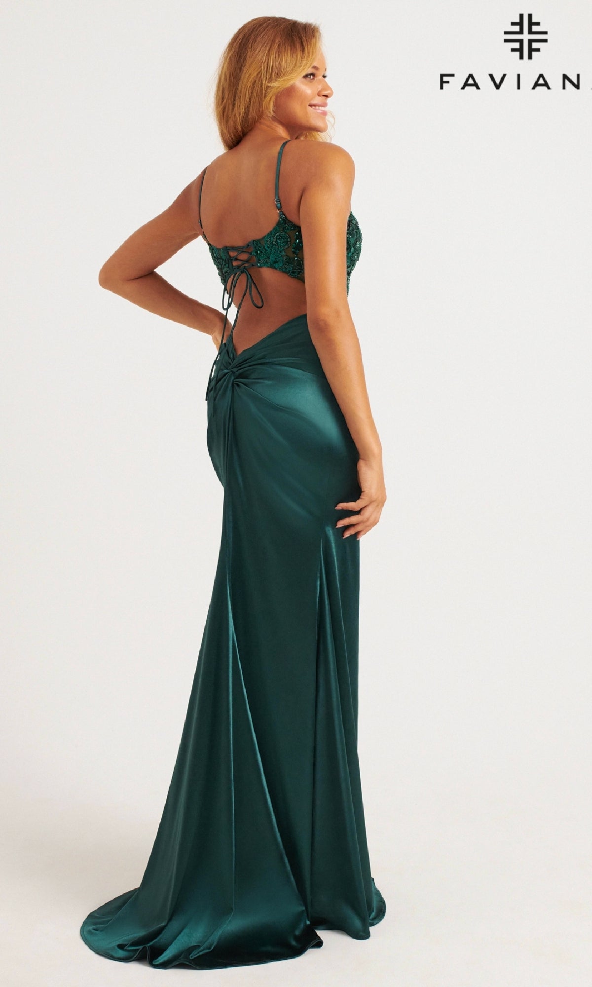 Sequin-Bodice Long Prom Dress: Faviana 11200