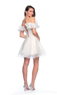 Dave & Johnny Short Ivory Ruffle Hoco Dress 11201