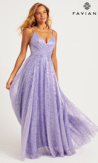 A-Line Long Sequin Prom Dress: Faviana 11203