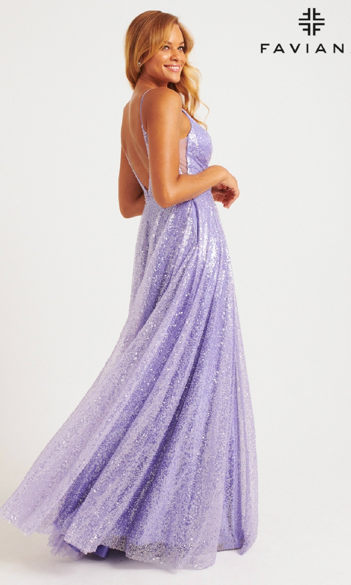 A-Line Long Sequin Prom Dress: Faviana 11203