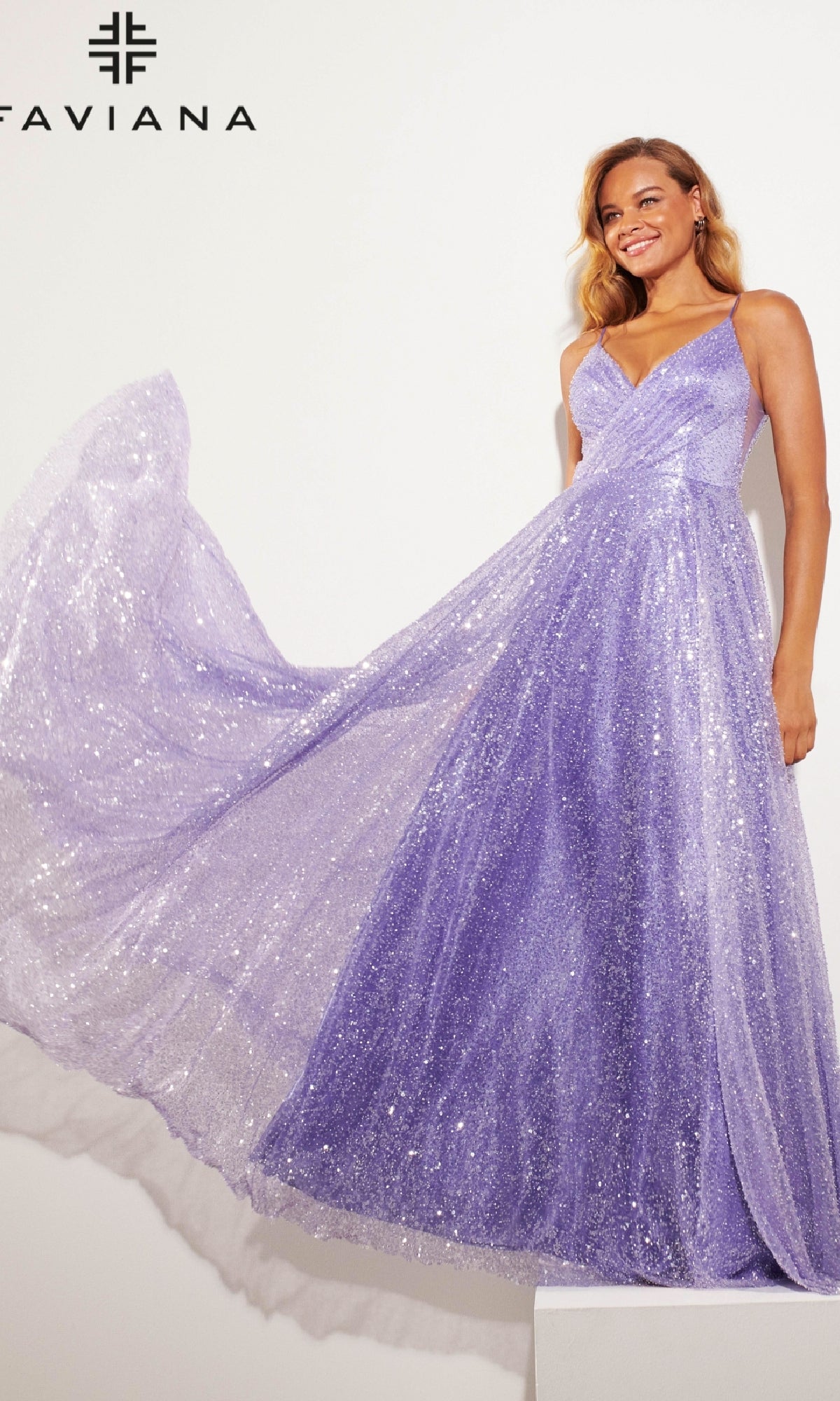 A-Line Long Sequin Prom Dress: Faviana 11203