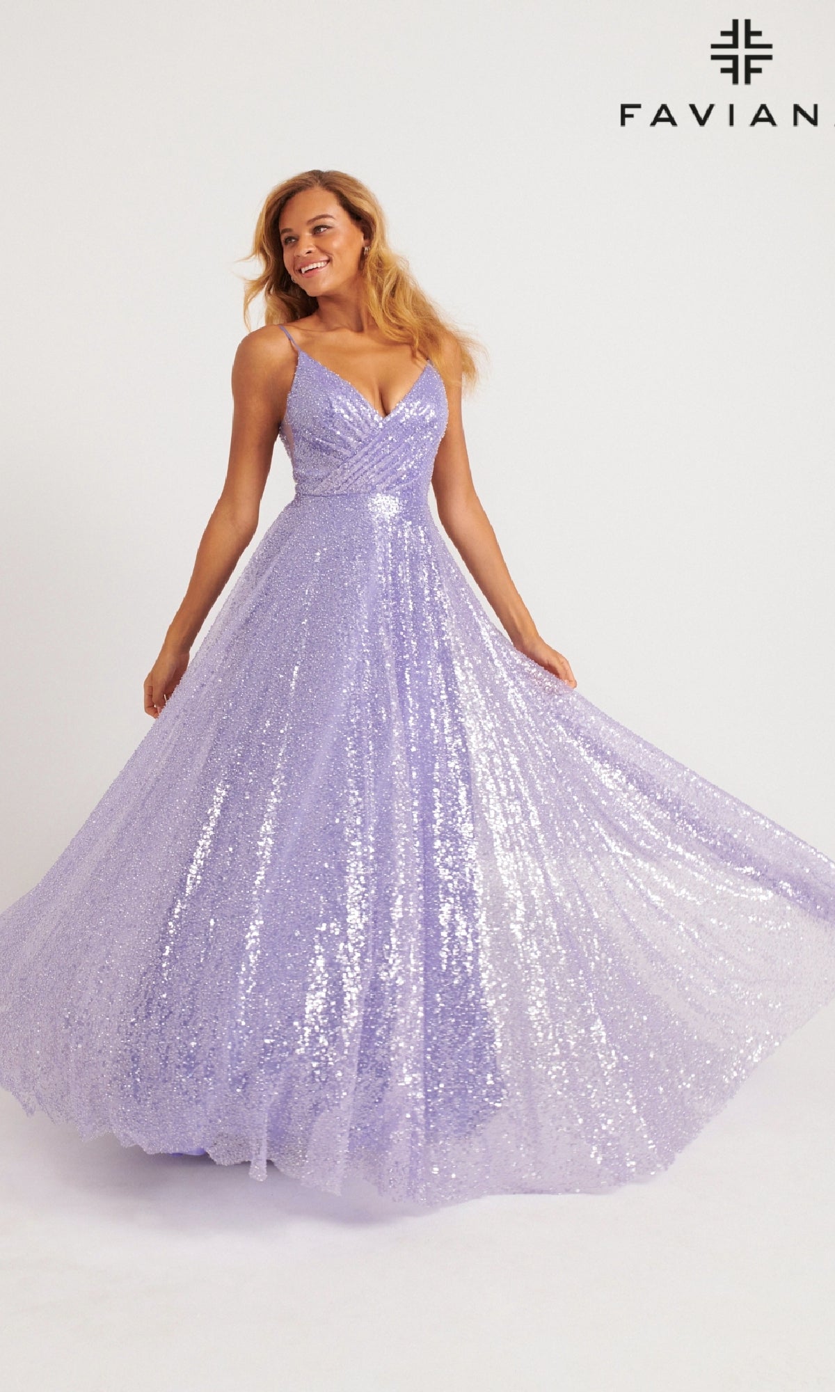 A-Line Long Sequin Prom Dress: Faviana 11203