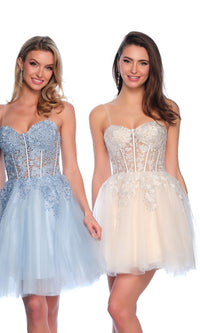 Dave and Johnny Short White Hoco Dress 11206