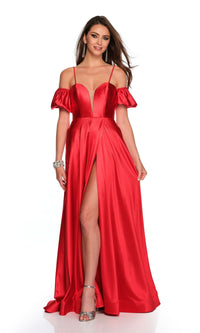 Dave and Johnny Sleeved Long Red Prom Dress 11228