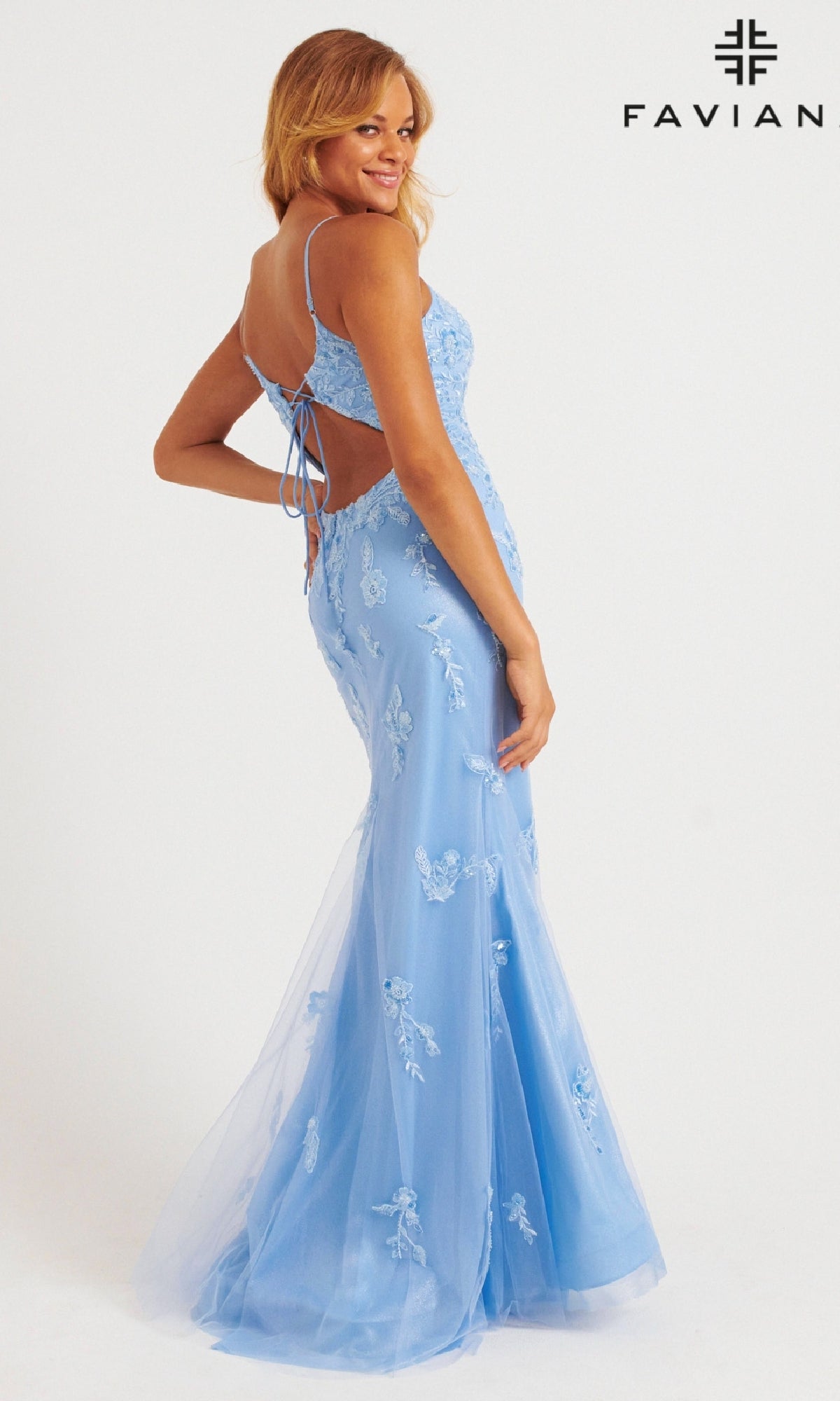 Shimmer Tulle V-Neck Prom Dress: Faviana 11229