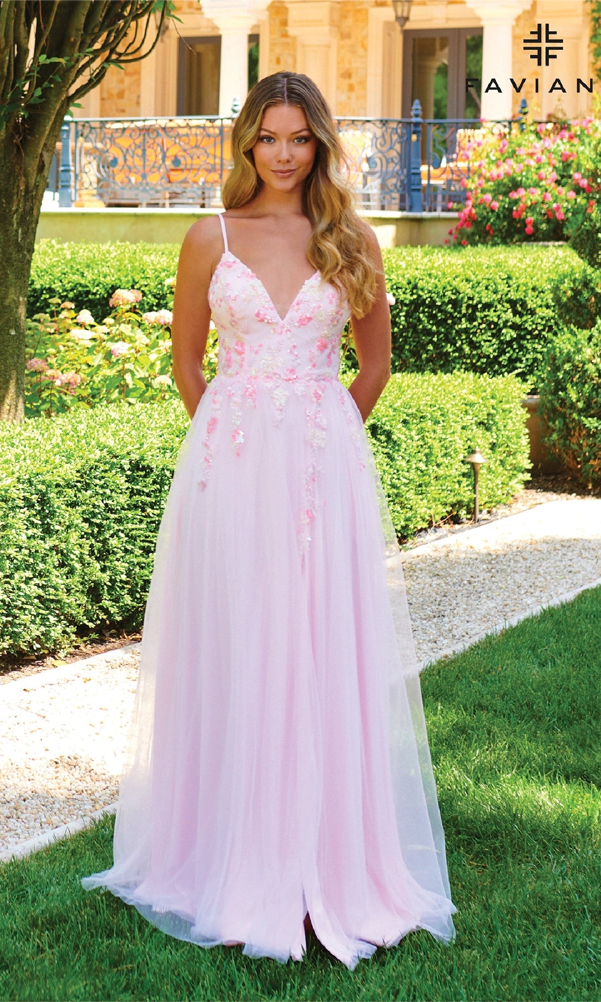 Long Pastel A-Line Prom Dress: Faviana 11232