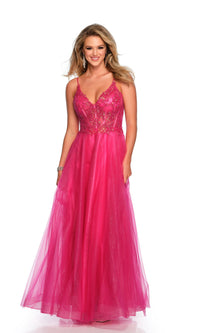 Dave and Johnny Long Fuchsia Pink Prom Dress 11243