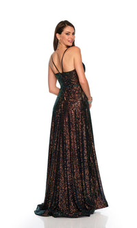 Long Black Sequin Prom Dress: Dave & Johnny 11278