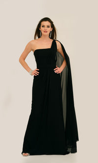 Caped Strapless Long Prom Dress: Dave & Johnny 11288