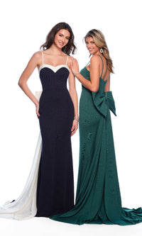 Long Prom Dress with Bow: Dave & Johnny 11410