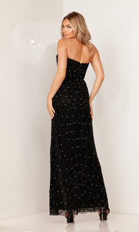 Deep V-NeckStrapless Long Beaded Prom Dress 1148