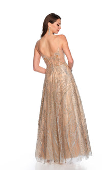 Long Gold Prom Dress: Dave & Johnny 11534