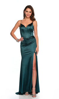 Emerald Green Long Prom Dress: Dave & Johnny 11543