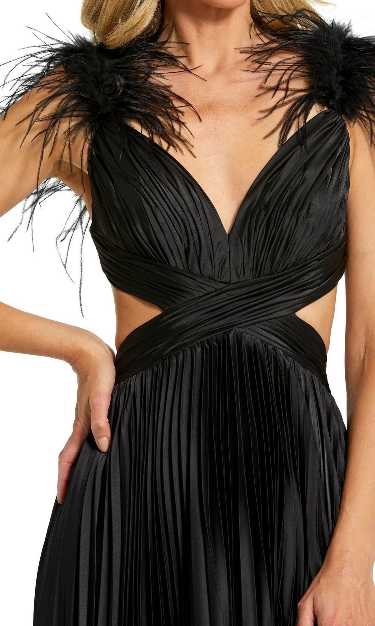 Mac Duggal Pleated Cut-Out Black Formal Dress 116871