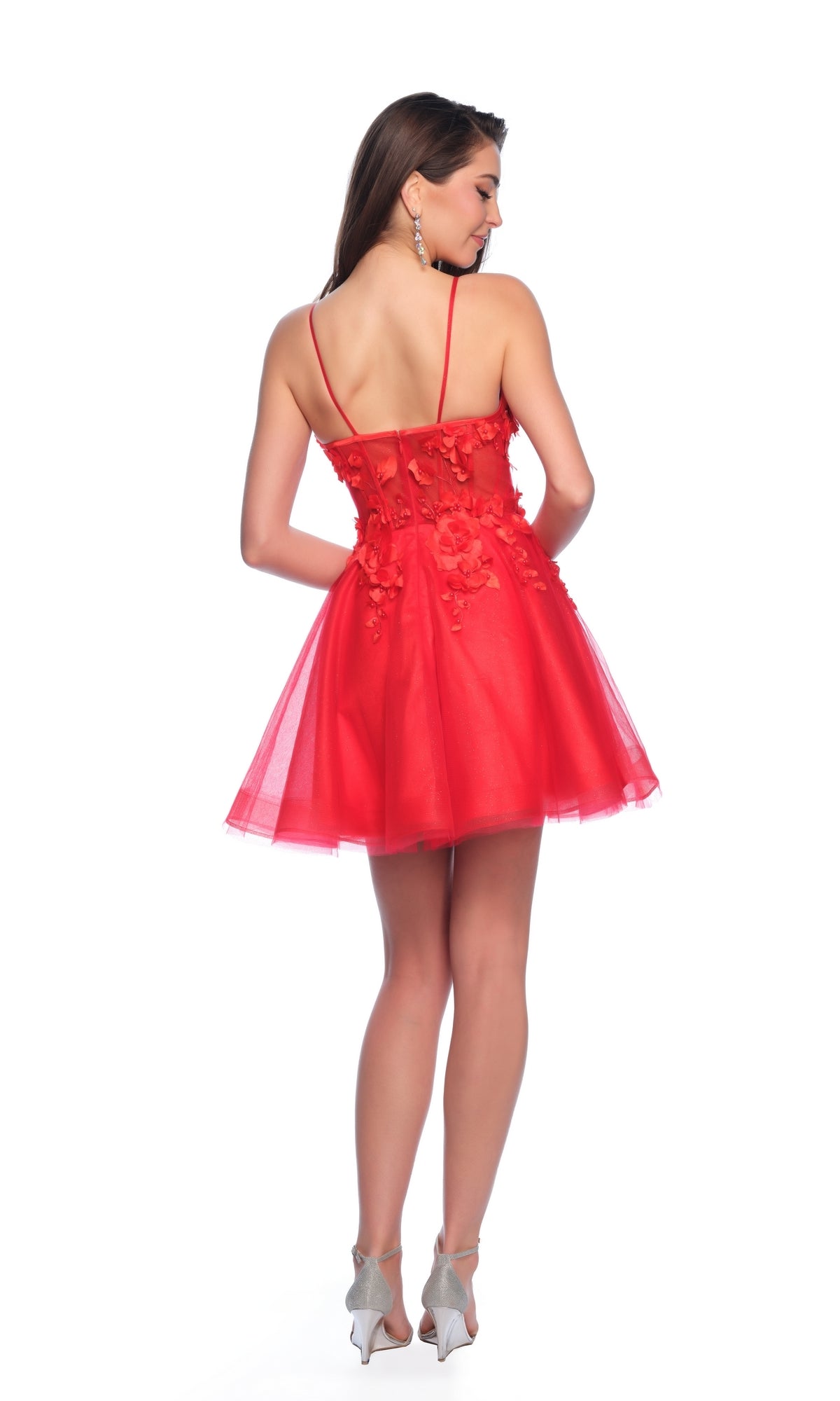 Dave and Johnny Short Red Floral Hoco Dress 11726