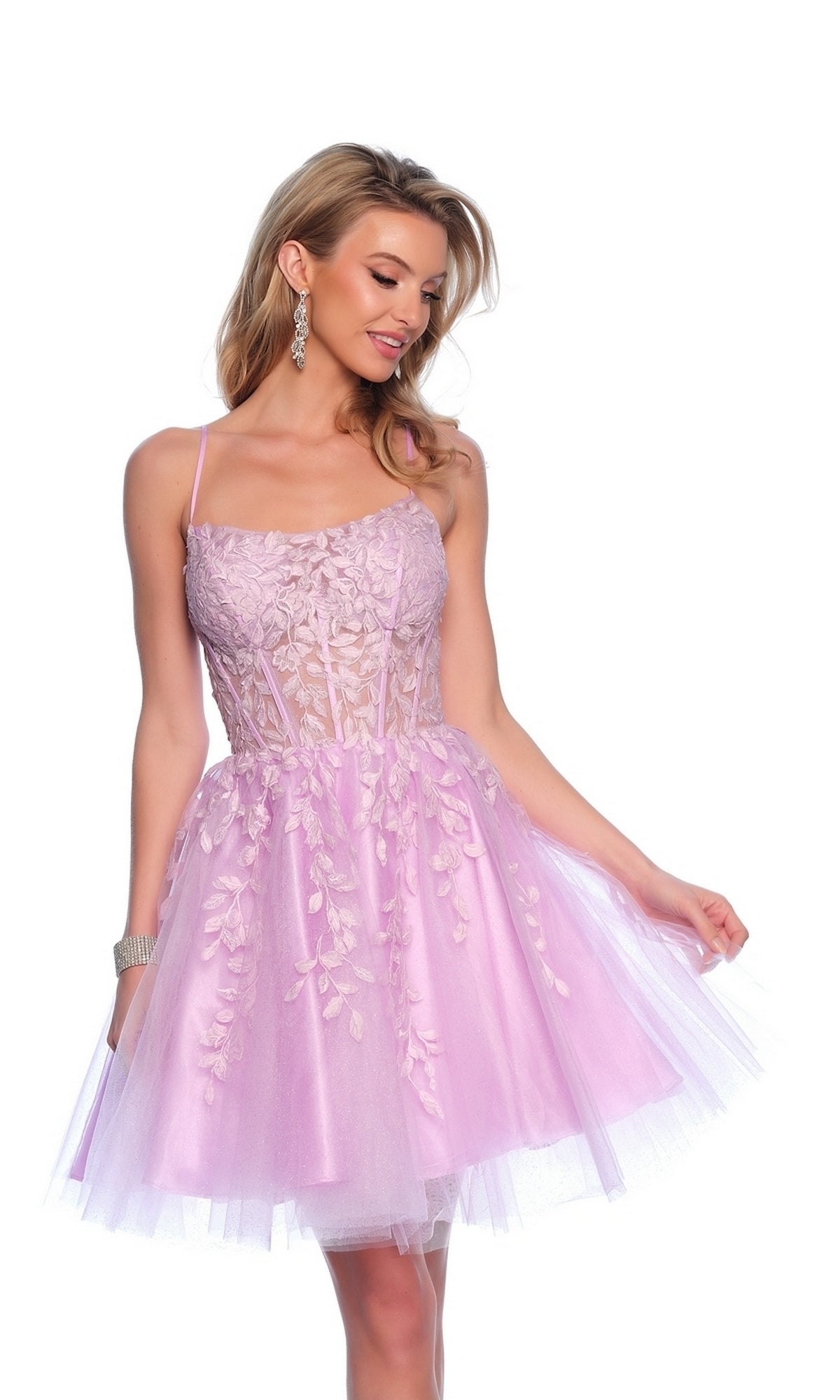 Purple Homecoming Dress: Dave & Johnny 11750