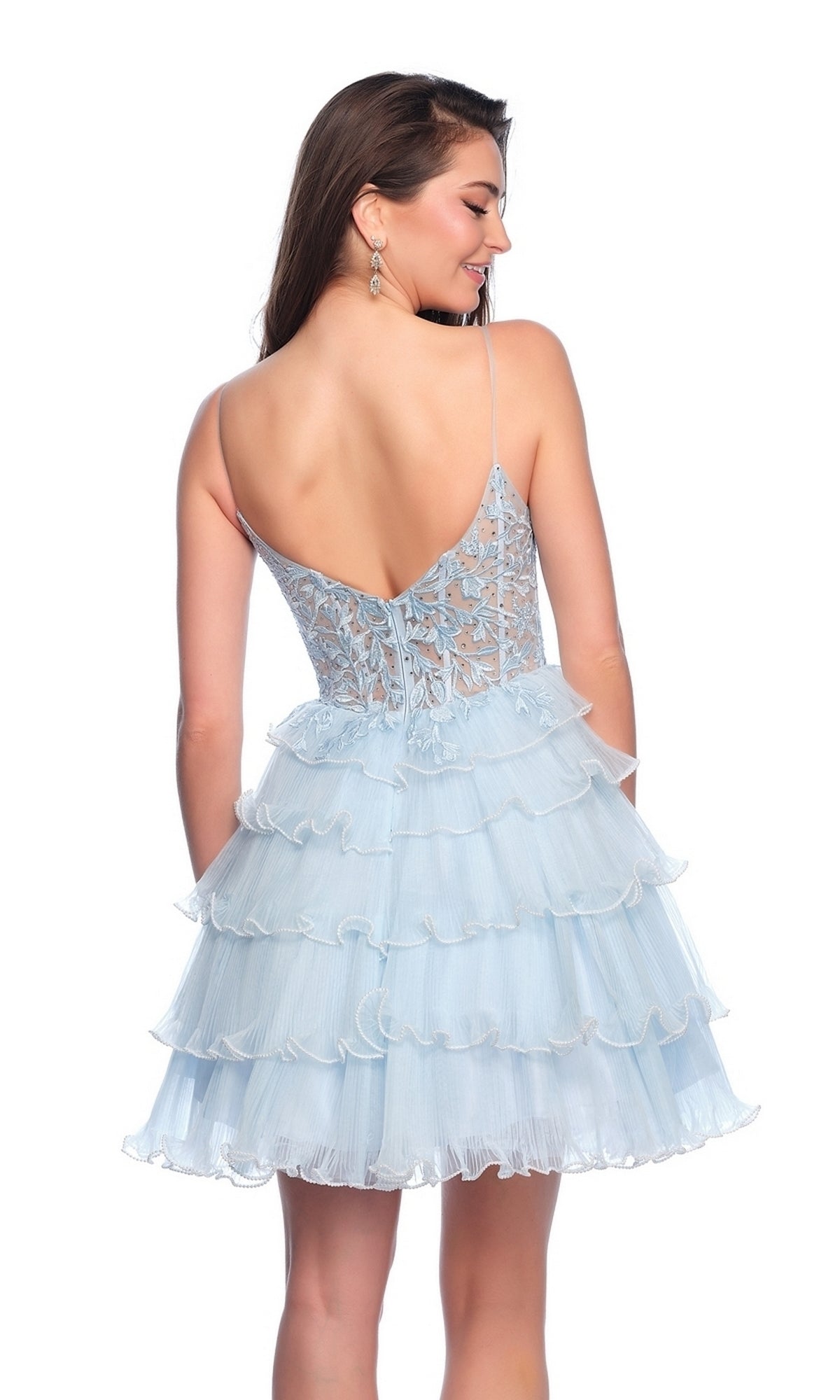 Dave and Johnny Short Blue A-Line Hoco Dress 11753