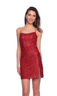 Red Sequin Cocktail Dress: Dave & Johnny 11760