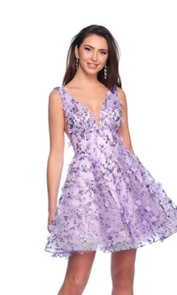 Dave and Johnny Short Purple Hoco Dress 11765